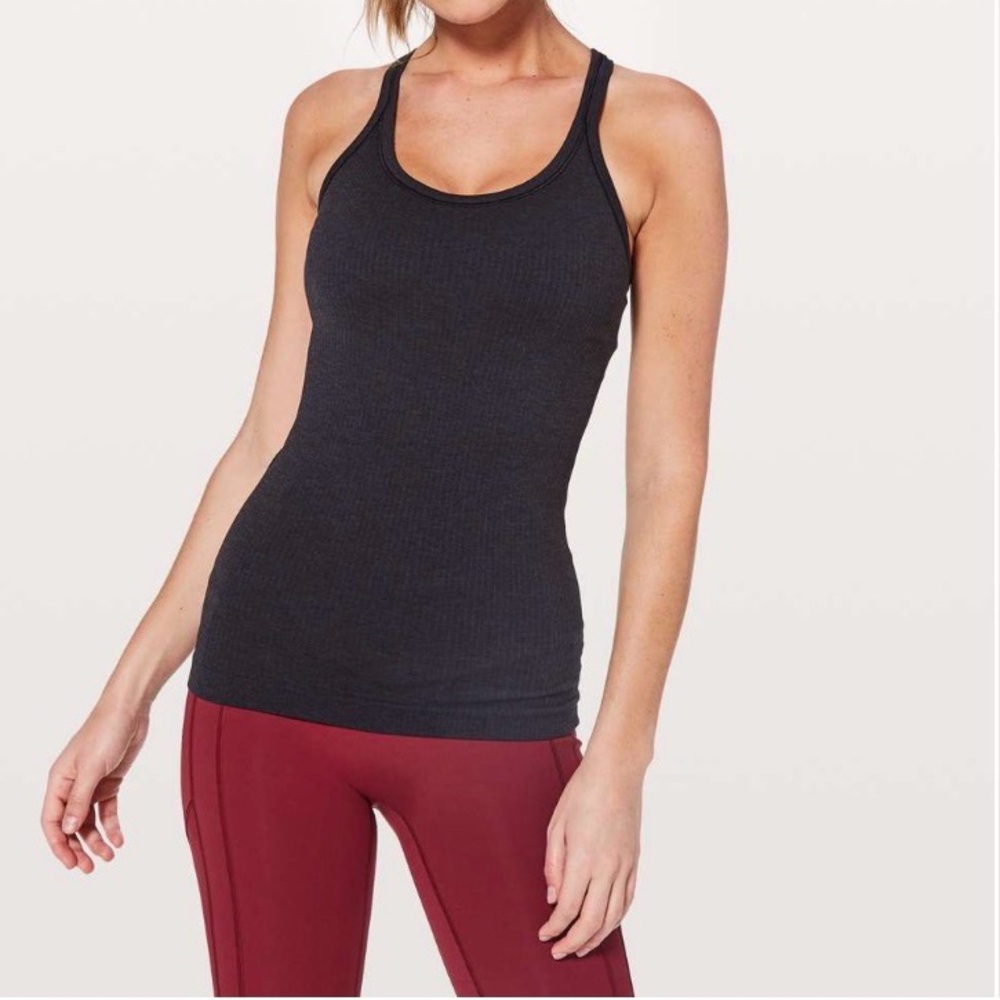 Lululemon athletica Black Ebb to street Ribbed Racerback Tank Top size 12